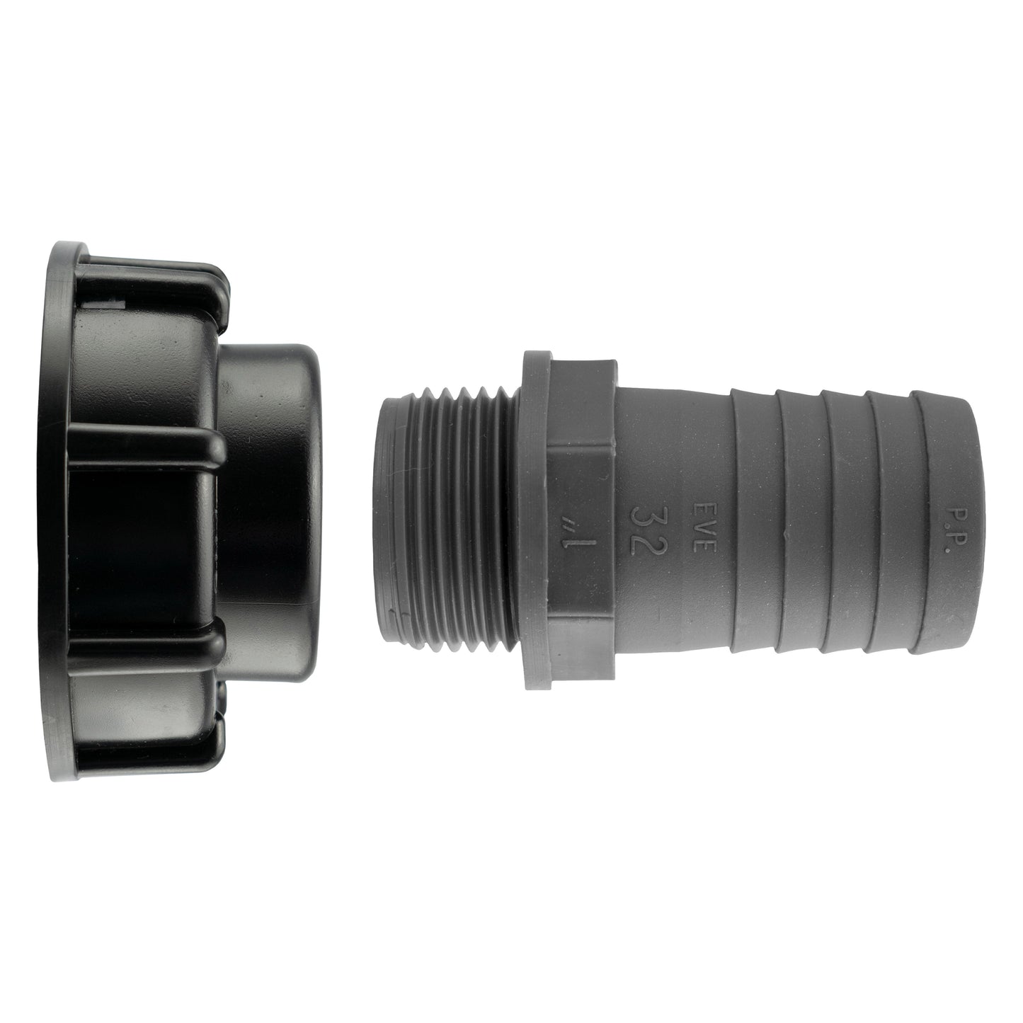 IBC 2” S60X6 Cap with 32mm Hose Barb Straight Connector