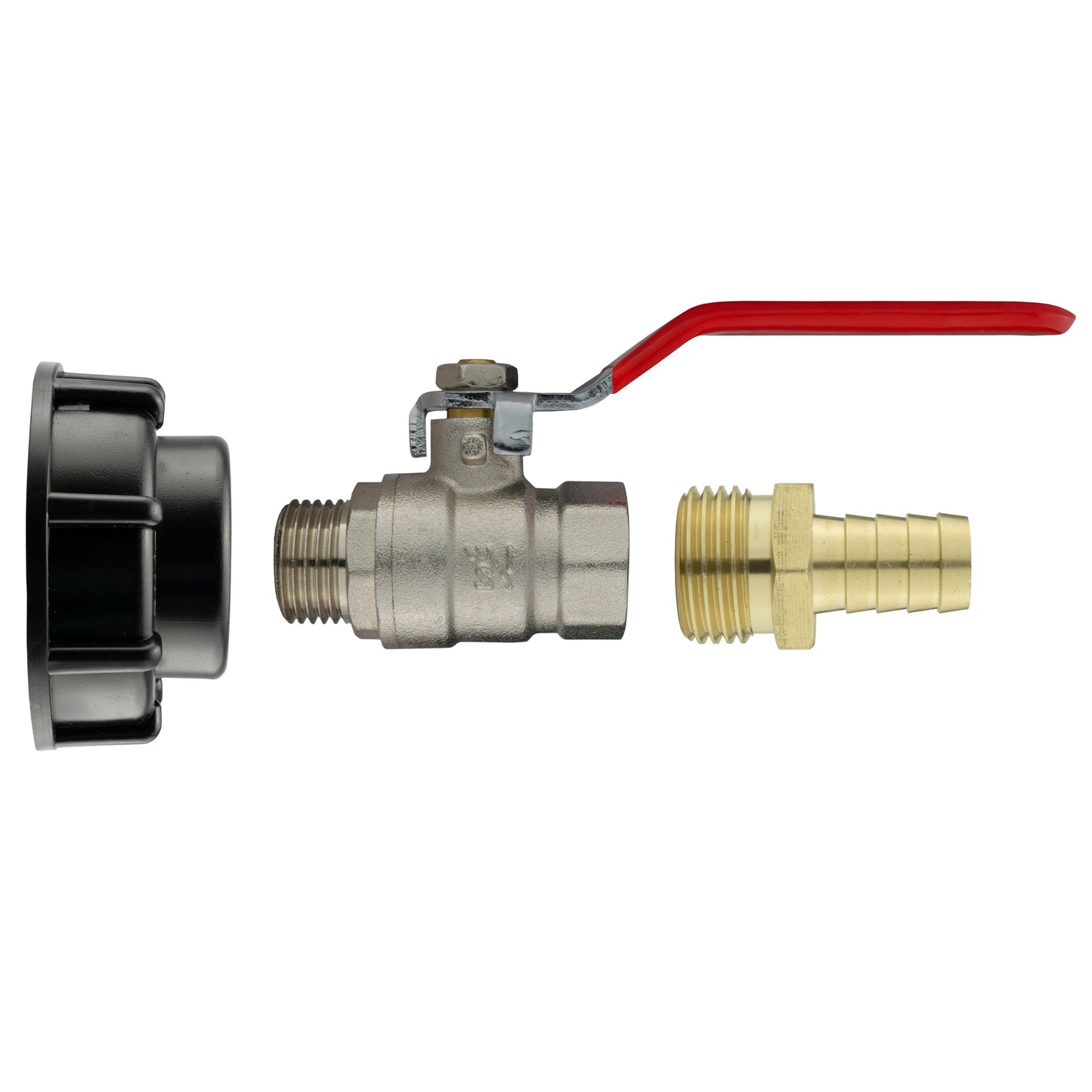 IBC 2” S60X6 Cap with Lever-Operated Valve and 13mm Brass Hose Barb