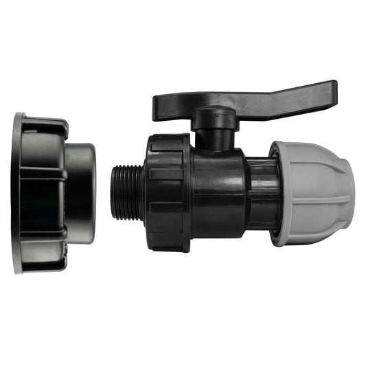 IBC 2” S60X6 Cap with 20mm MDPE Flow Control Valve