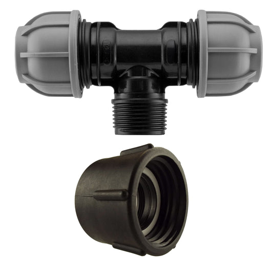 IBC 2” S60X6 Cap with 50mm MDPE Tee Connector