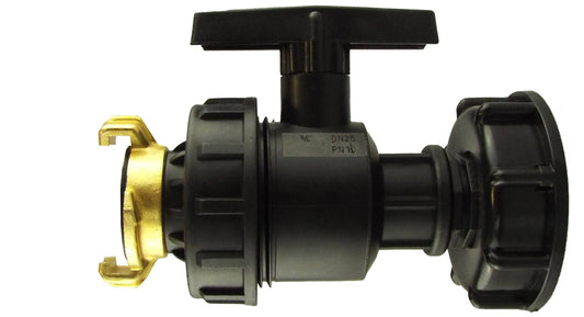 IBC 2" S60X6 Lid with Large Plastic Tap and Geka-Style Connector