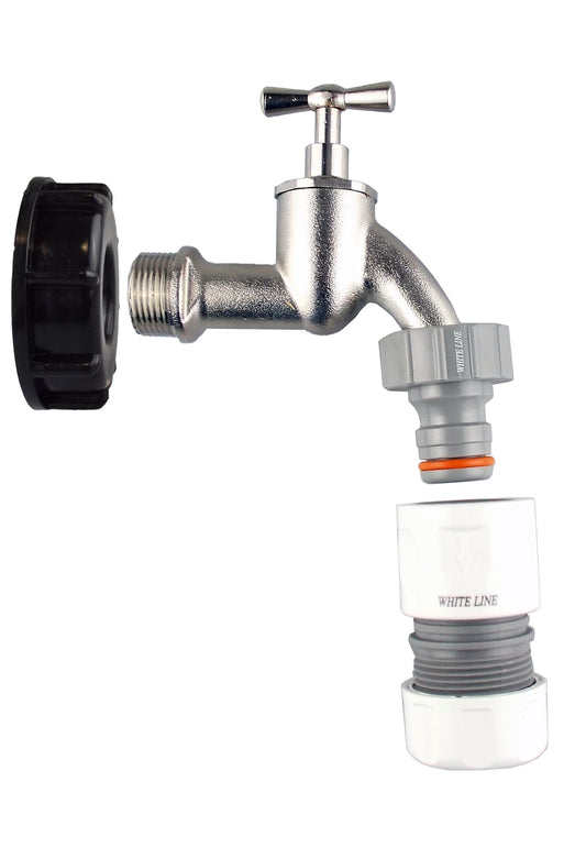 IBC 2” S60X6 Lid with Bib Tap and Max Flo Connector Kit