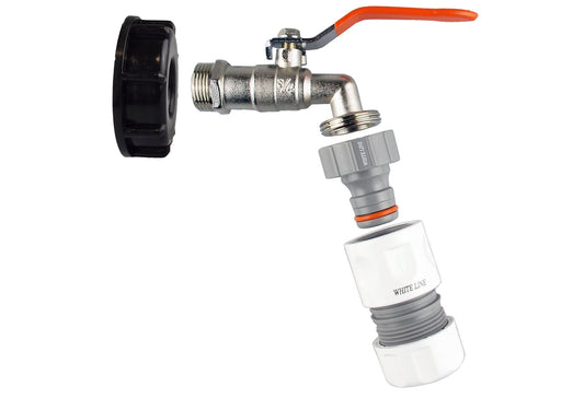 IBC 2” S60X6 Lid with Lever Valve and Max Flo Hose Connector Kit
