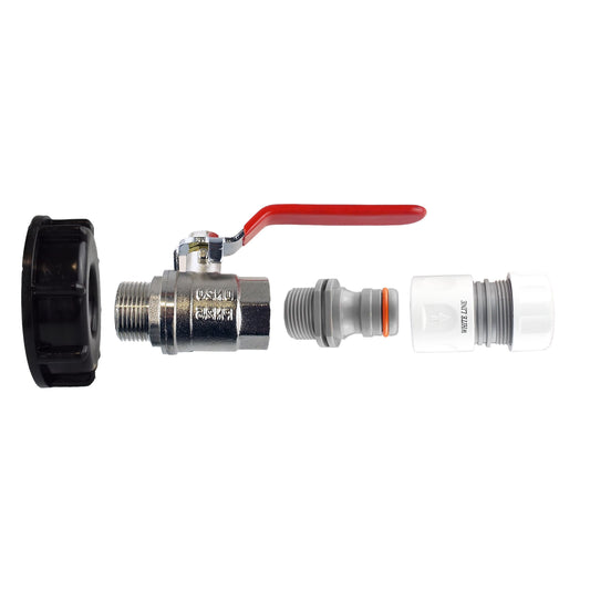 IBC 2” S60X6 Lid with ¾” BSP Lever Tap and Max Flo Hose Fittings Kit
