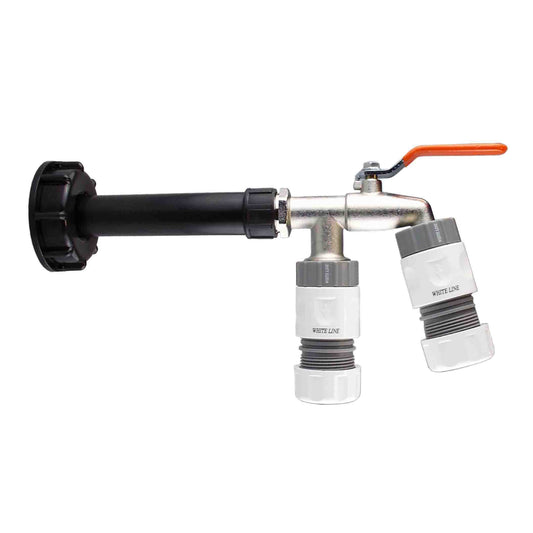 IBC 2” S60X6 Cap with Water Filter, Twin Lever Valve and Max Flo Hose Connector Kit