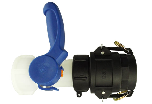 IBC 2” S60X6 Valve with 2” Camlock Connector and 2” BSP Type D Coupling