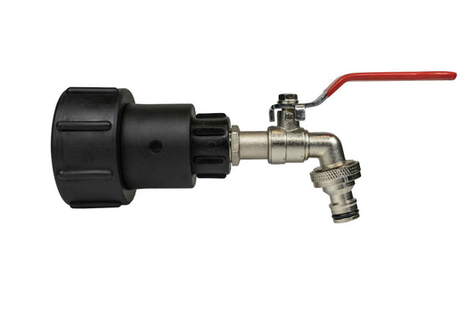 IBC 2” S60X6 – 1/2" BSPF Extended Fitting with 1/2" BSP Quick-Connect Plastic Lever Tap