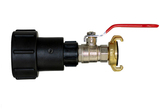 IBC 2” S60X6 – 1/2" BSPF Extended Connector with Lever-Operated Valve and Geka-Style Coupling