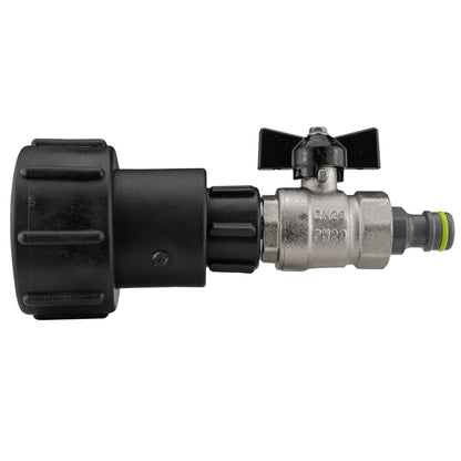 IBC 2” S60X6 to ¾” BSP Female Extension Adapter with Butterfly Tap and Male Snap Connector