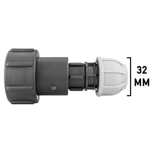 IBC 2" S60X6 to 1" BSP Female Extended Adapter with 32mm MDPE Straight Connector