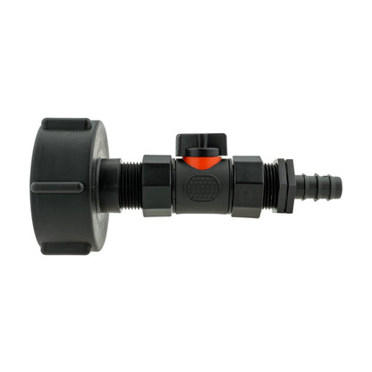 IBC 2” S60X6 Lid with Integrated BSP Female Valve and 16mm Barbed Straight Connector