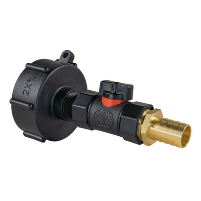 IBC 2” S60X6 Cap with Integrated BSP Female Valve and 19mm Brass Hose Tail