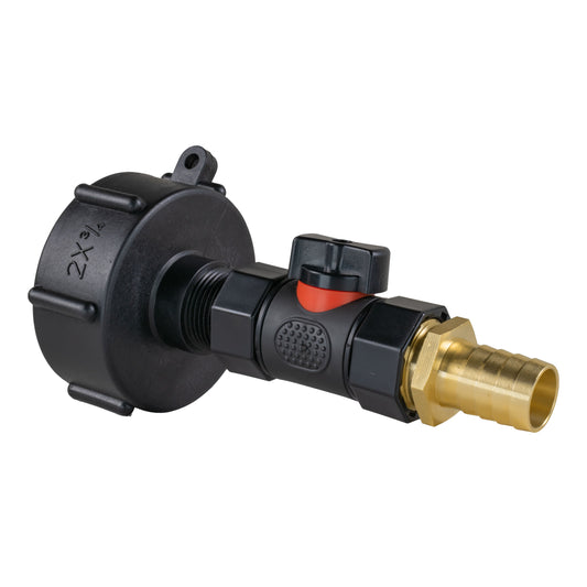 IBC 2” S60X6 Cap with Integrated BSP Female Valve and 19mm Brass Hose Tail
