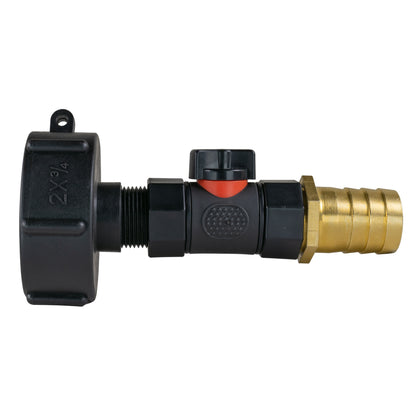 IBC 2” S60X6 Cap with Integrated BSP Female Valve and 25mm Brass Hose Tail