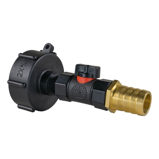IBC 2” S60X6 Cap with Integrated BSP Female Valve and 25mm Brass Hose Tail