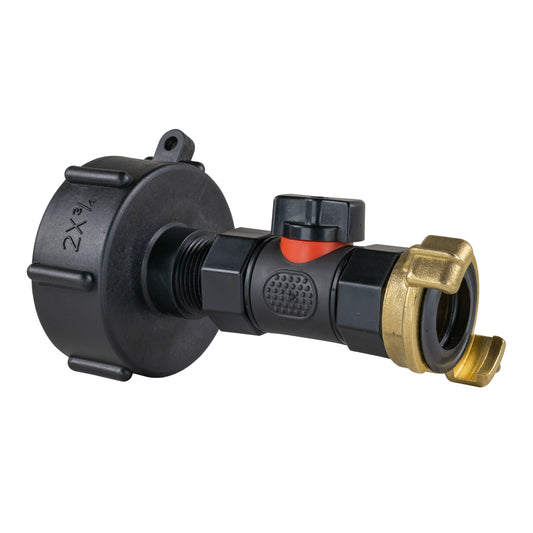 IBC 2” S60X6 Cap with Integrated BSP Female Valve and Geka-Type Hose Connector