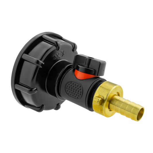 IBC 2” S60X6 Cap with Integrated BSP Male Valve and 13mm Brass Hose Tail