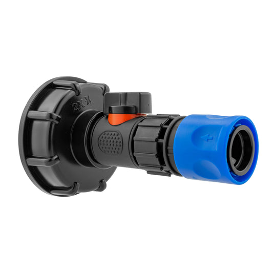 IBC 2” S60X6 Lid with Integrated BSPM Valve and Blue ¾” BSPF Hose Connector