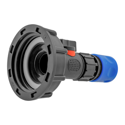 IBC 2” S60X6 Lid with Integrated BSPM Valve and Blue ¾” BSPF Hose Connector
