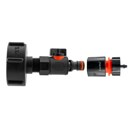 IBC 2” S60X6 Cap with BSPF Thread, Snap-On Male Valve and 4mm Barb Hose Connector
