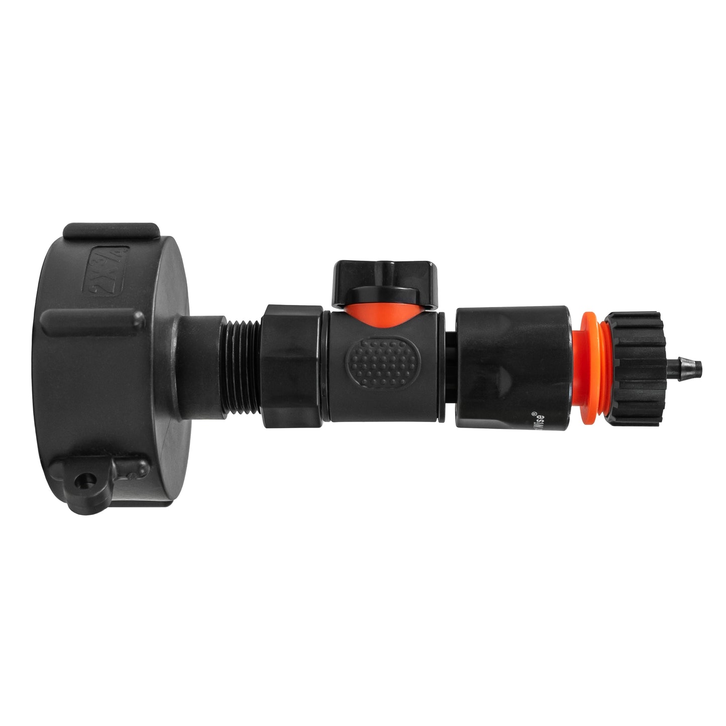 IBC 2” S60X6 Cap with BSPF Thread, Snap-On Male Valve and 4mm Barb Hose Connector