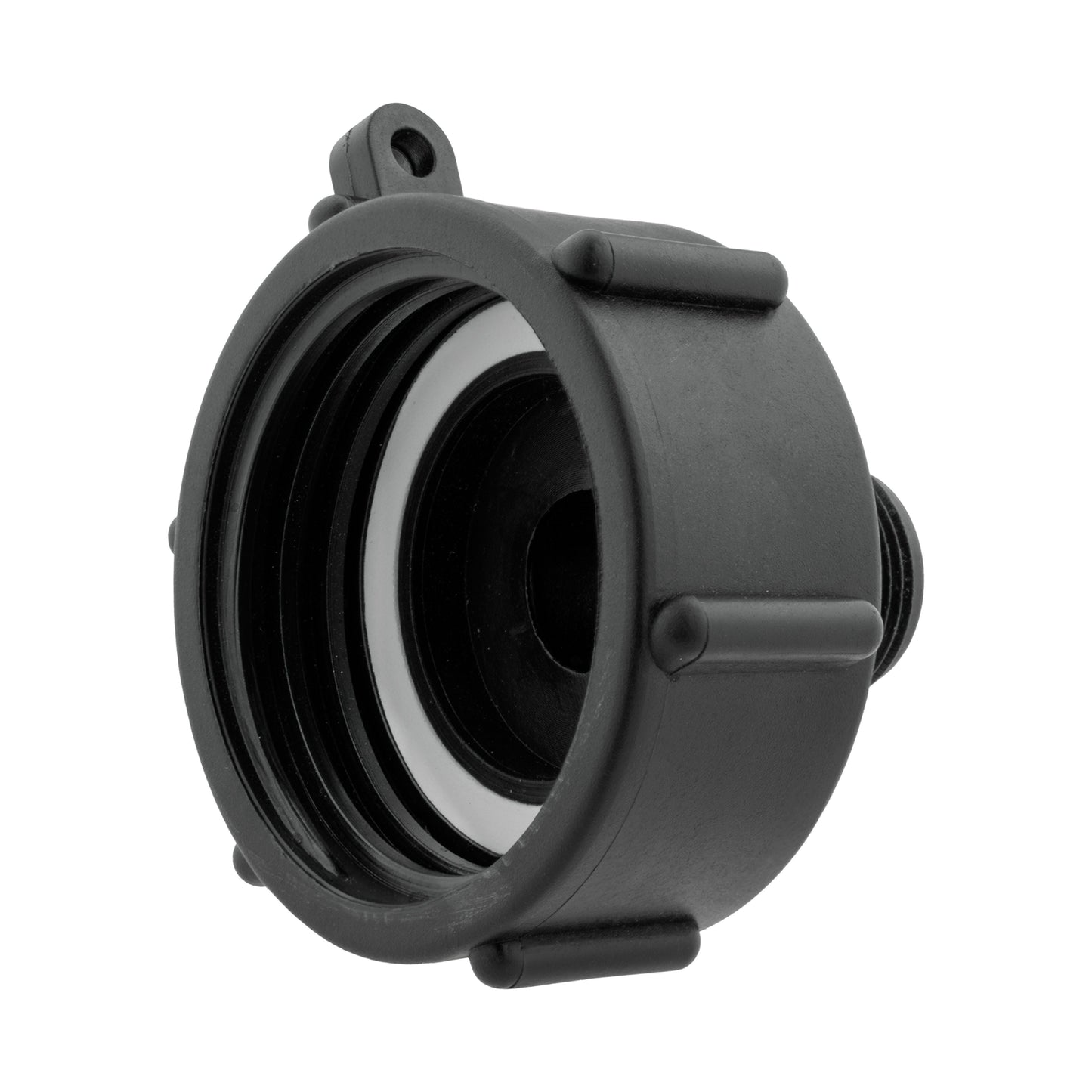 IBC 2” S60X6 Cap with BSPF Thread, Snap-On Male Valve and 4mm Barb Hose Connector