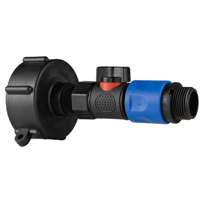 IBC 2” S60X6 Cap with BSPF Thread, Quick-Connect Male Valve and ¾” BSPM Hose Fitting