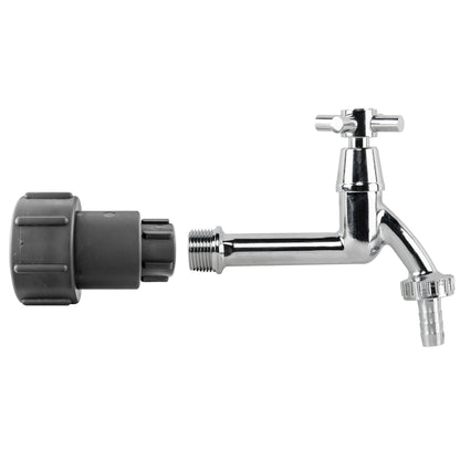 IBC Adapter 2" S60X6 to 1/2" BSP with Extended Chrome Brass Tap and 1/2" Hose Barb