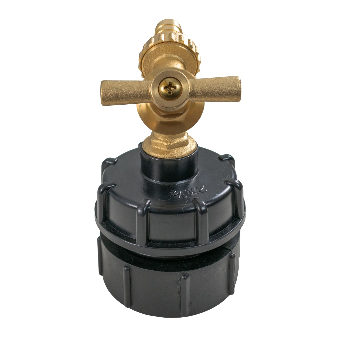 S60X6 IBC 2" BSPF Adapter Kit with ½” BSPF Reducer Cap and Brass Bib Tap with 1/2” Hose Barb