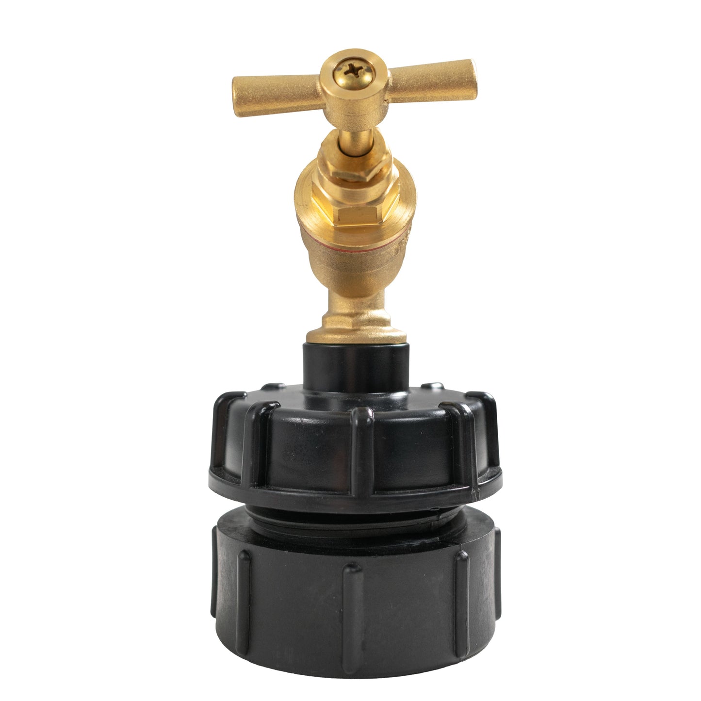 IBC 2” BSPF – S60X6 Adapter Cap with ½” BSPF Reducer Cap and Brass Bib Tap with Quick Connect 1/2” BSP Thread