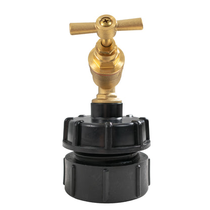 IBC 2” BSPF – S60X6 Adapter Cap with ½” BSPF Reducer Cap and Brass Bib Tap with Quick Connect 1/2” BSP Thread