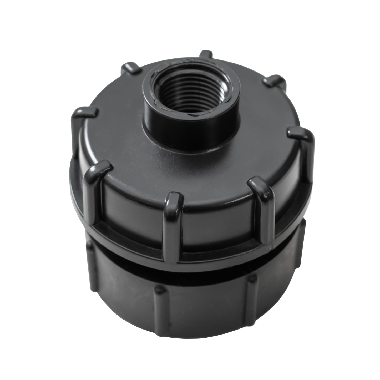 IBC 2” BSPF – S60X6 Adapter Cap with ½” BSPF Reducer Cap and Brass Bib Tap with Quick Connect 1/2” BSP Thread