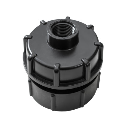 IBC 2” BSPF – S60X6 Adapter Cap with ½” BSPF Reducer Cap and Brass Bib Tap with Quick Connect 1/2” BSP Thread