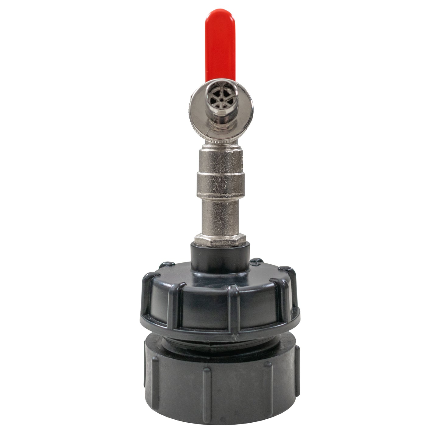 IBC 2” BSPF – S60X6 Adapter Cap with ½” BSPF Reducer and ½” Barb Lever Tap