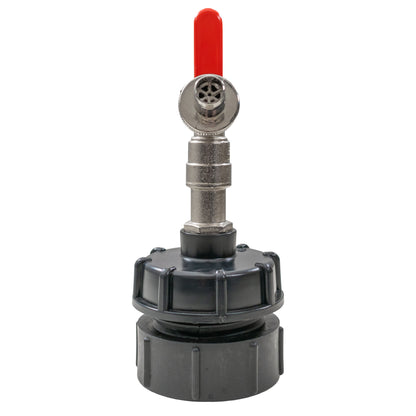 IBC 2” BSPF – S60X6 Adapter Cap with ½” BSPF Reducer and ½” Barb Lever Tap