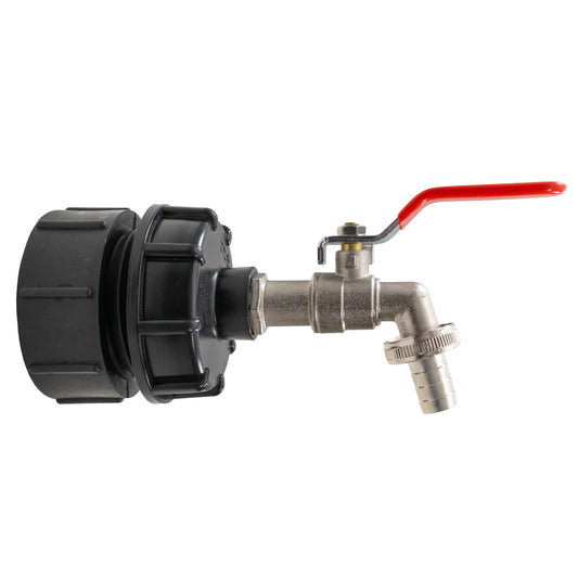 IBC 2” BSPF – S60X6 Adapter Cap with ½” BSPF Reducer and ½” Barb Lever Tap