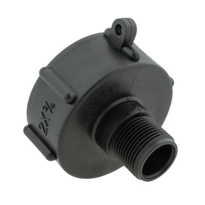 IBC 2” S60X6 Cap with BSPF Thread, Quick-Connect Male Valve and ¾” BSPM Hose Fitting