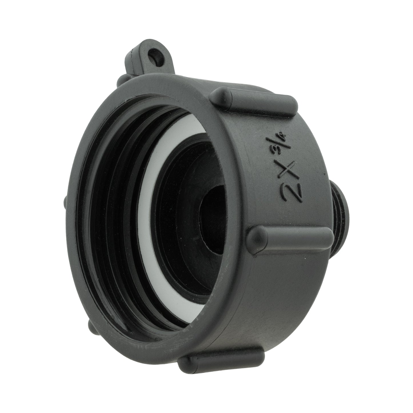 IBC 2” S60X6 Cap with BSPF Thread, Quick-Connect Male Valve and ¾” BSPM Hose Fitting