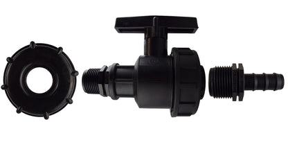 IBC 2" S60X6 Lid with Heavy-Duty Plastic Tap and 16mm Straight Hose Barb