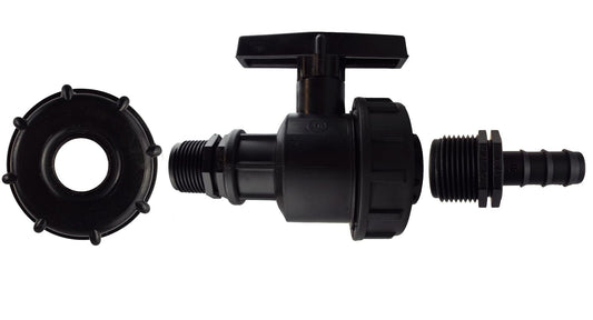 IBC 2" S60X6 Lid with Heavy-Duty Plastic Tap and 16mm Straight Hose Barb