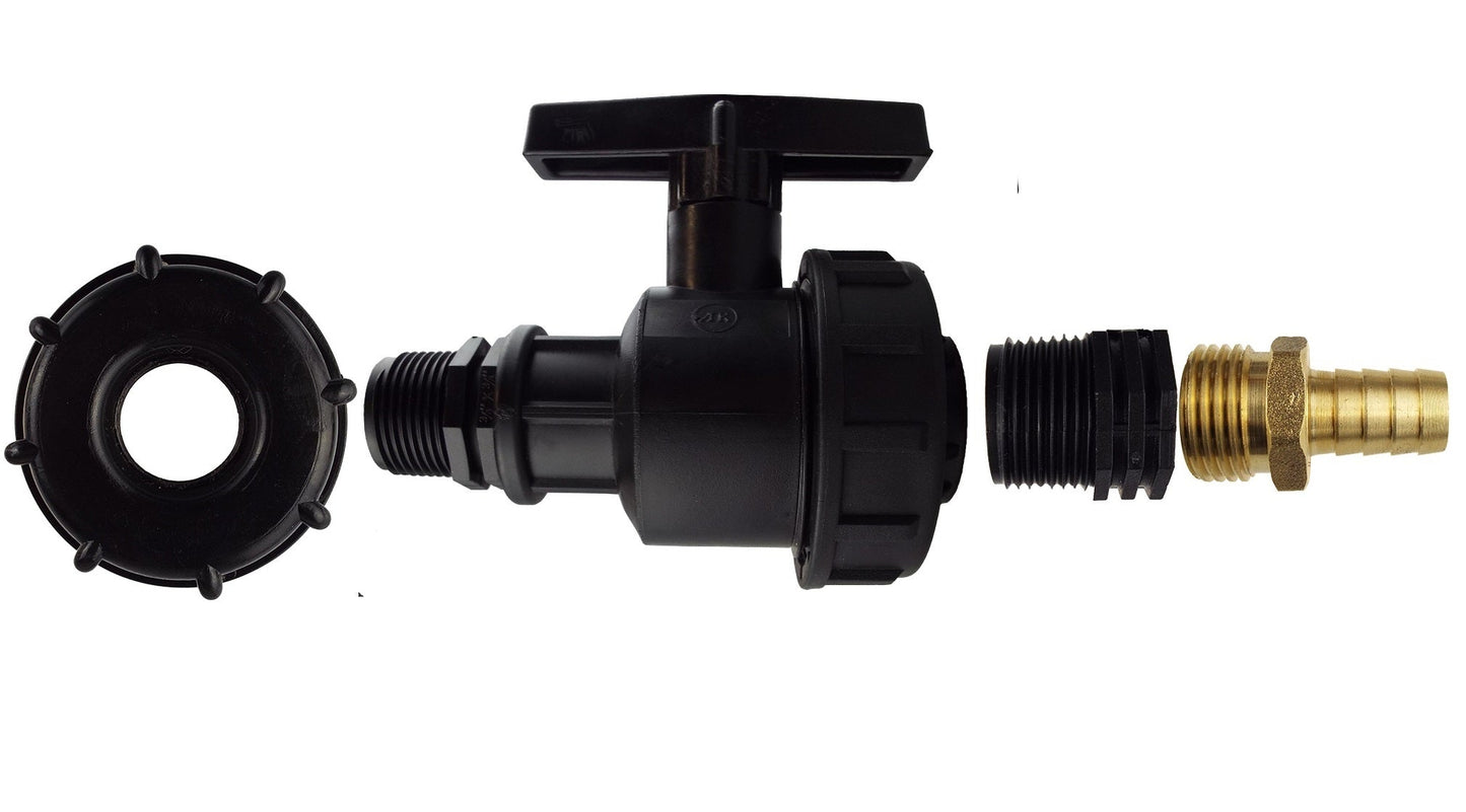 IBC 2” S60X6 Lid with Heavy-Duty Plastic Valve and 13mm Brass Hose Tail