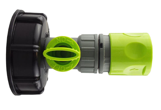 IBC 2” S60X6 Lid with BSP Valve and Lime Hose Click Connector