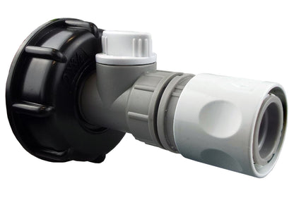 IBC 2” S60X6 Cap with BSP Valve and White-Lime Click Hose Connector