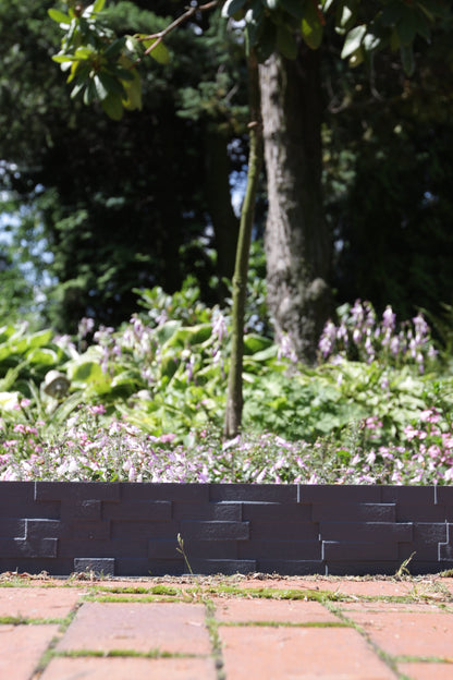 Brown Plastic Palisade Lawn Border with Slate Texture 2.38m