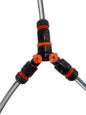 Triple Hose Connector with Shut-Off Valve – Black & Orange