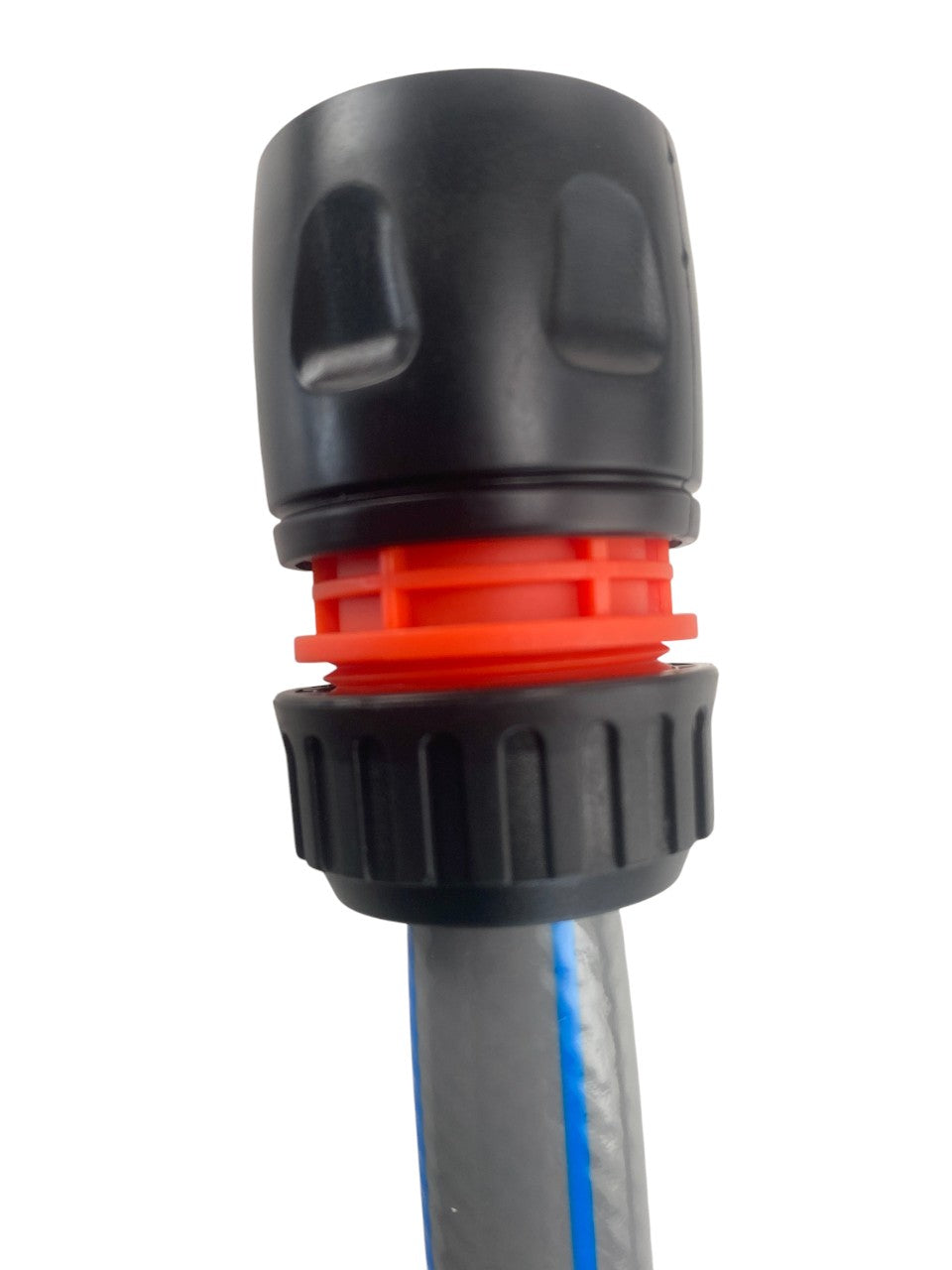 Triple Hose Connector with Shut-Off Valve – Black & Orange