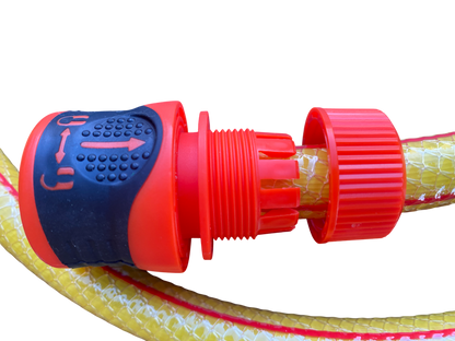 High-Quality Yellow Garden Hose with Orange Locking Connectors