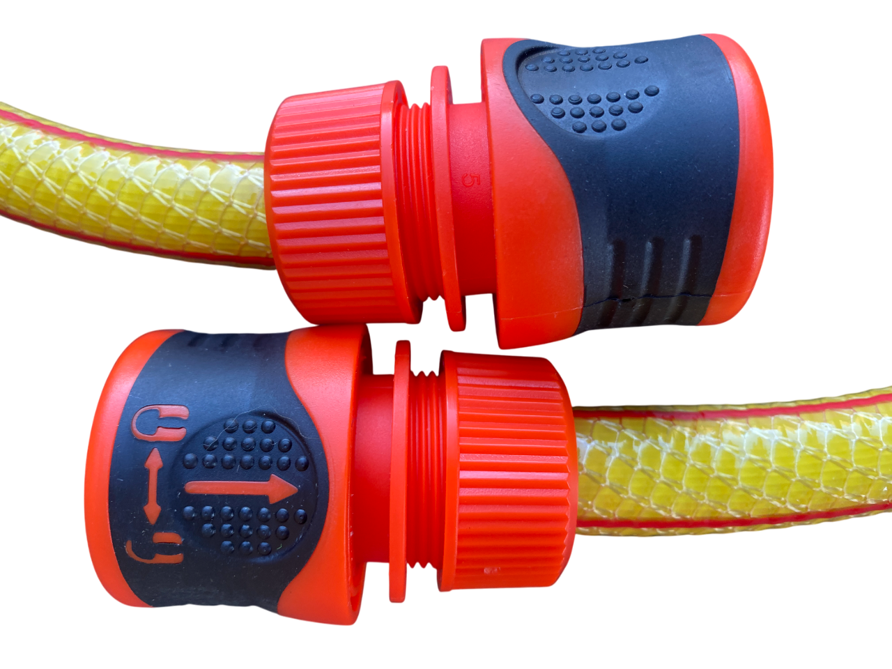 High-Quality Yellow Garden Hose with Orange Locking Connectors