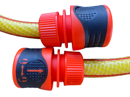 High-Quality Yellow Garden Hose with Orange Locking Connectors