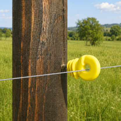 Yellow Ring Insulator FI5 5mm Screw In Electric Fence Wire Rope Holder for Wooden Fence Posts